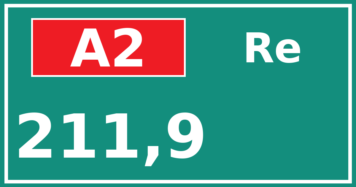 Hectometerbord A2 211,9 zijde Re