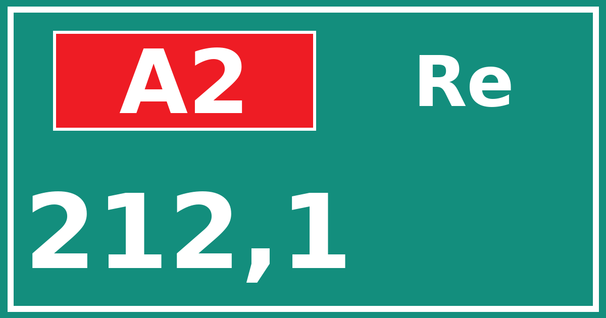 Hectometerbord A2 212,1 zijde Re