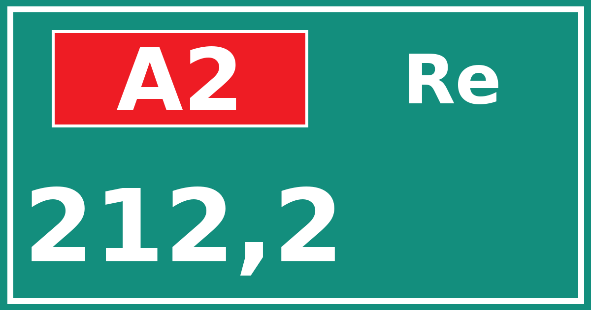Hectometerbord A2 212,2 zijde Re