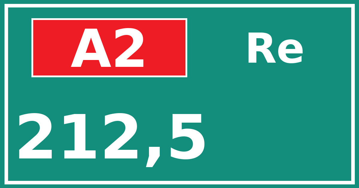 Hectometerbord A2 212,5 zijde Re
