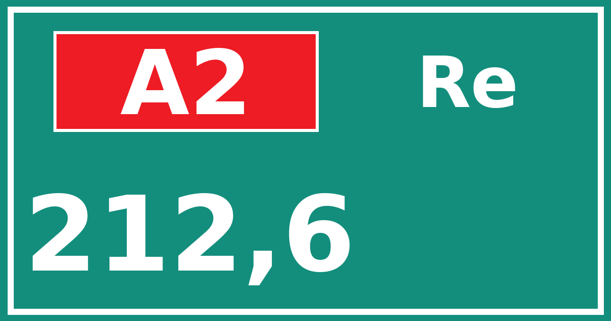 Hectometerbord A2 212,6 zijde Re