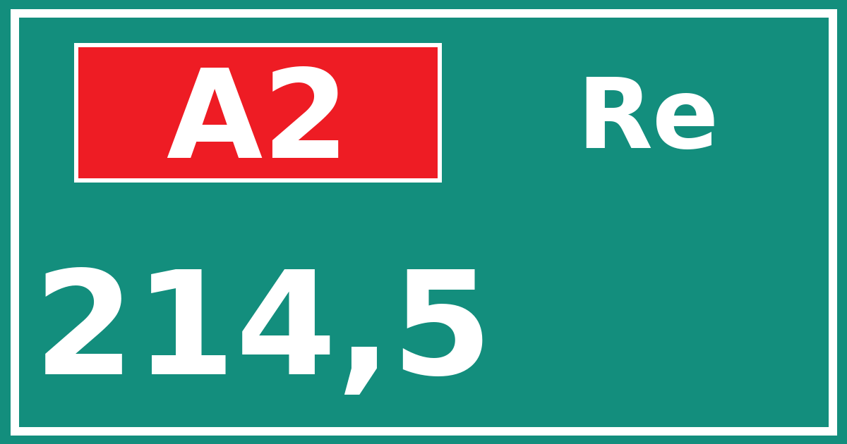 Hectometerbord A2 214,5 zijde Re