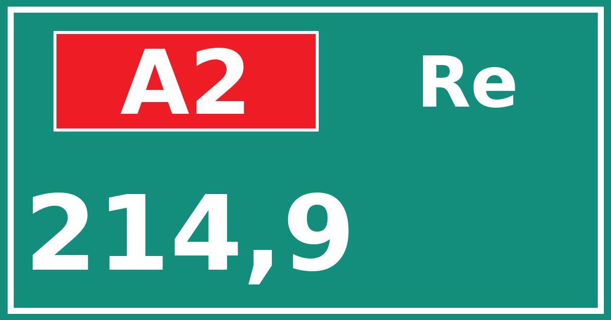 Hectometerbord A2 214,9 zijde Re
