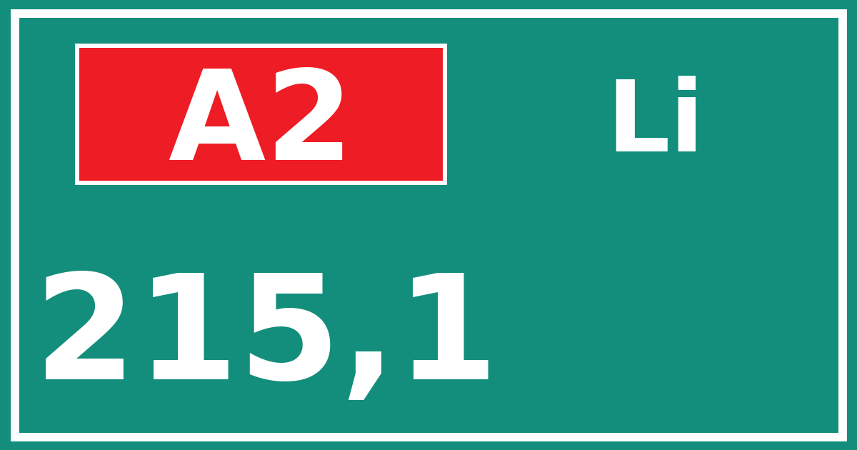 Hectometerbord A2 215,1 zijde Li
