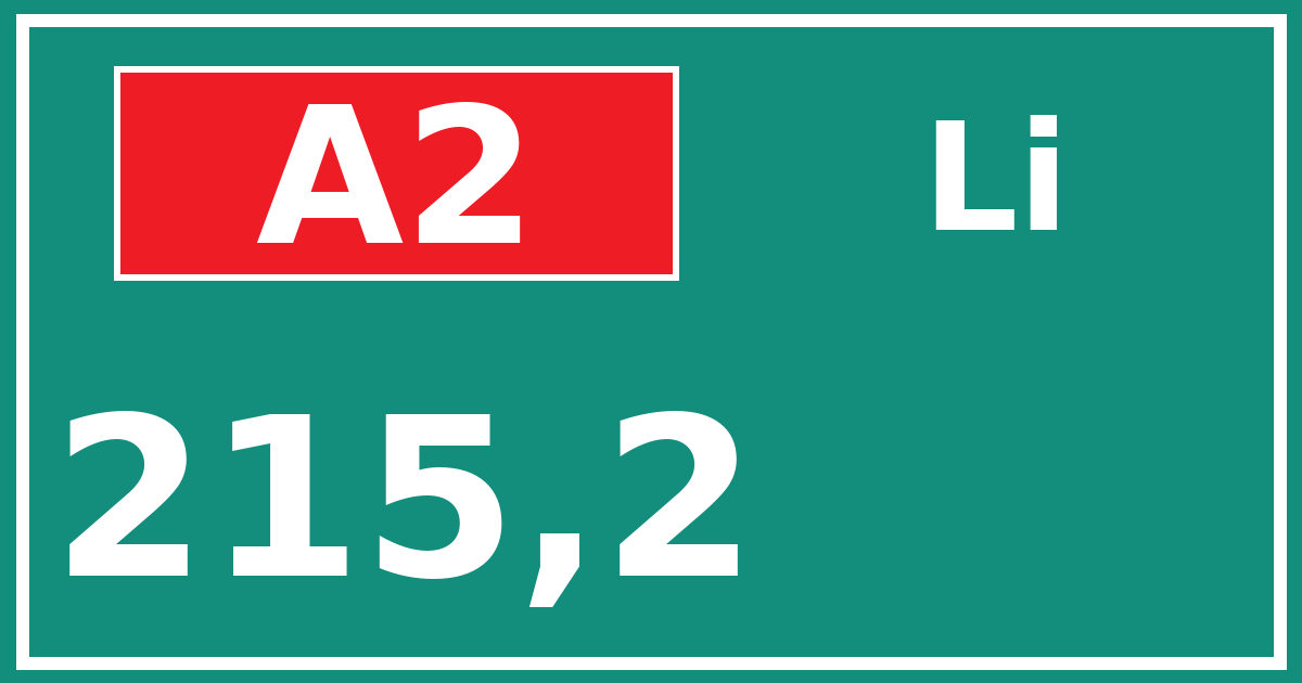 Hectometerbord A2 215,2 zijde Li