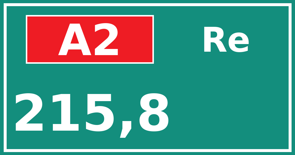 Hectometerbord A2 215,8 zijde Re