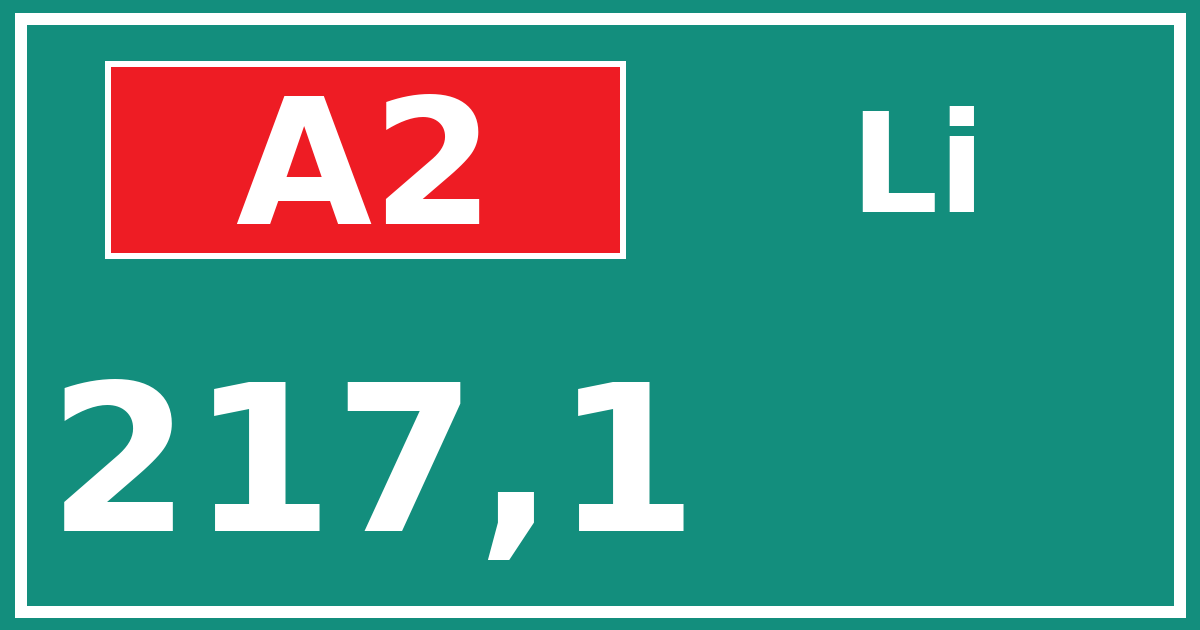 Hectometerbord A2 217,1 zijde Li