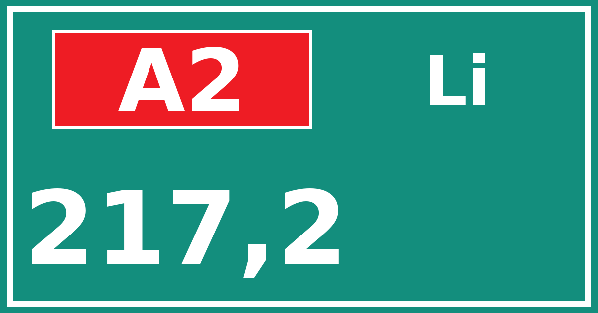 Hectometerbord A2 217,2 zijde Li