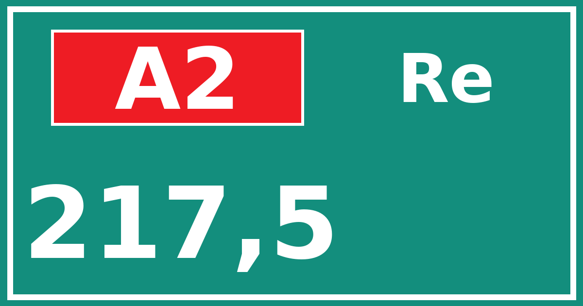 Hectometerbord A2 217,5 zijde Re