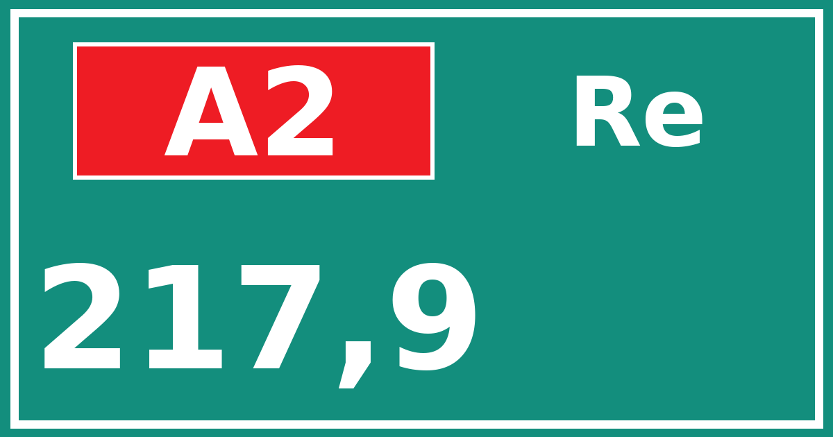 Hectometerbord A2 217,9 zijde Re