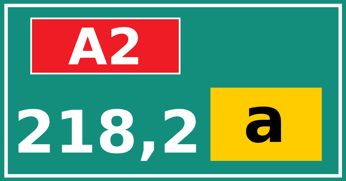 Hectometerbord A2 218,2 letter a