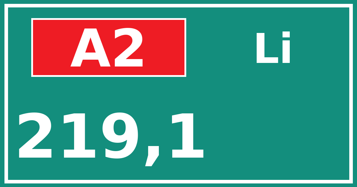 Hectometerbord A2 219,1 zijde Li