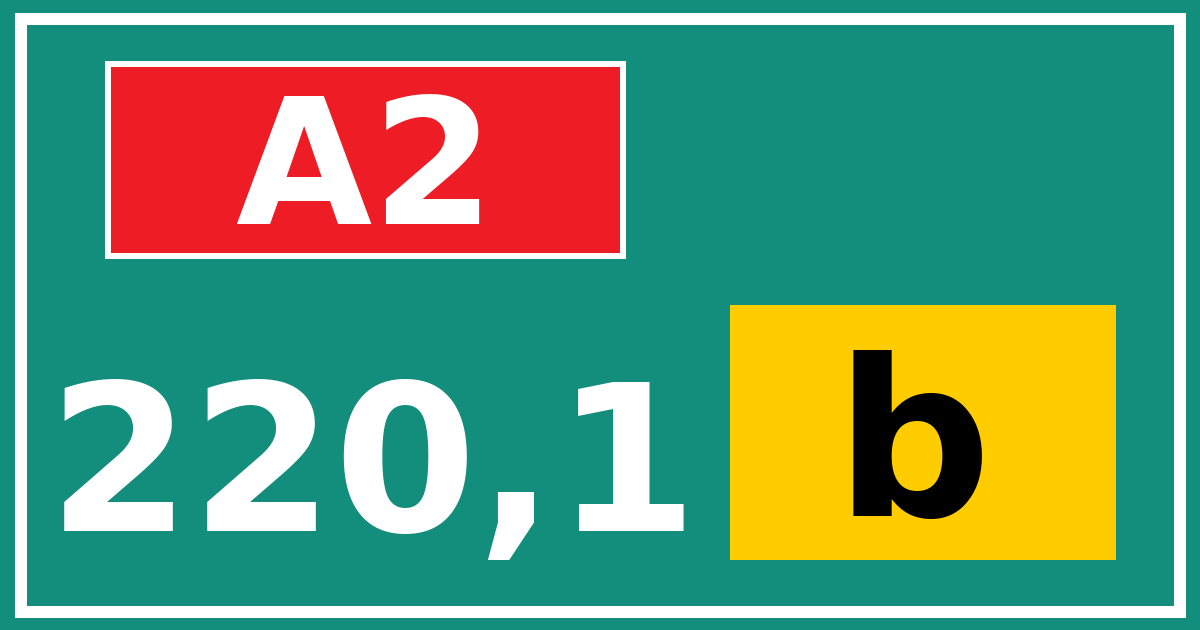 Hectometerbord A2 220,1 letter b