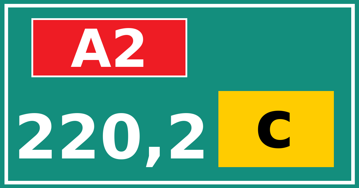 Hectometerbord A2 220,2 letter c
