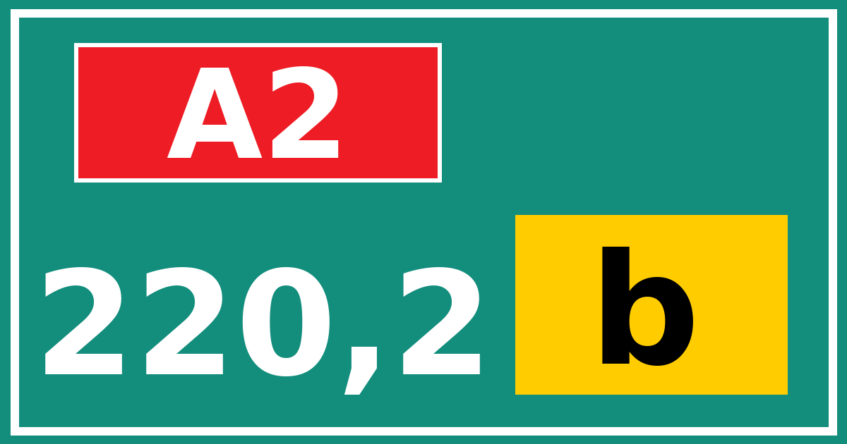 Hectometerbord A2 220,2 letter b