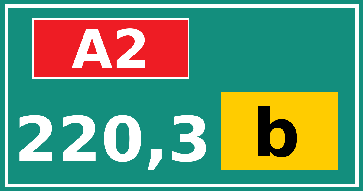 Hectometerbord A2 220,3 letter b