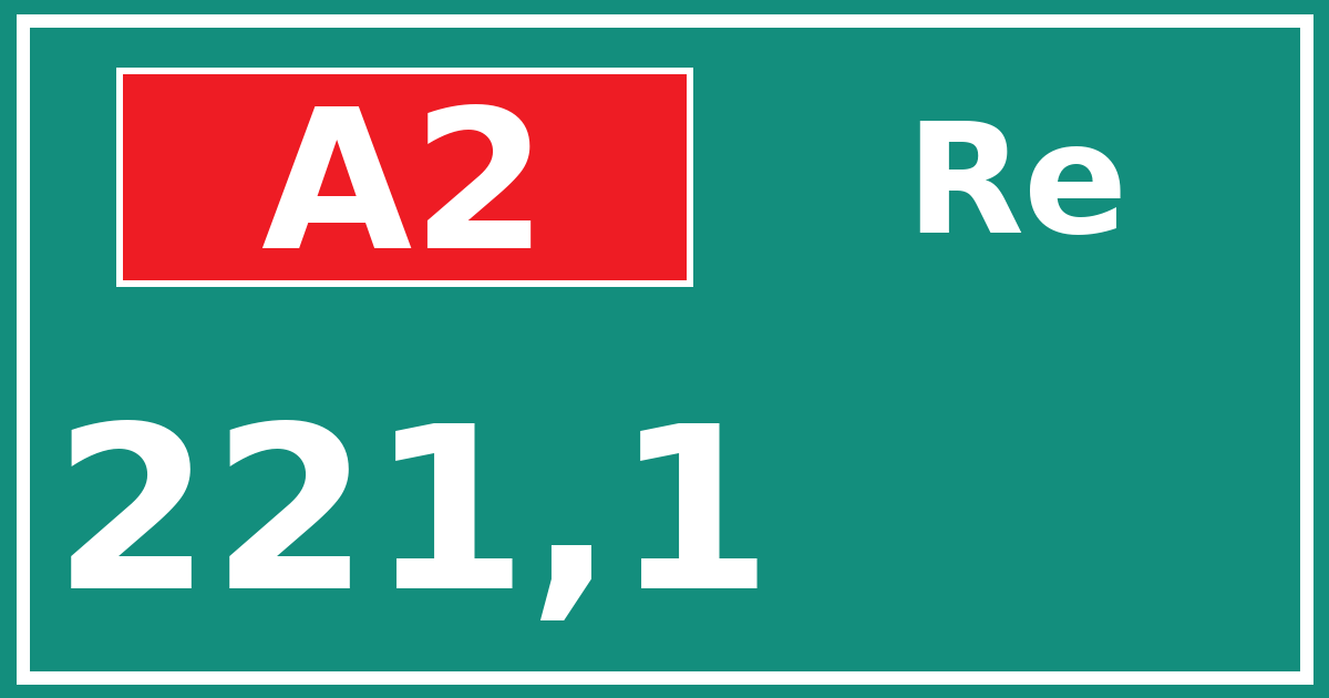 Hectometerbord A2 221,1 zijde Re