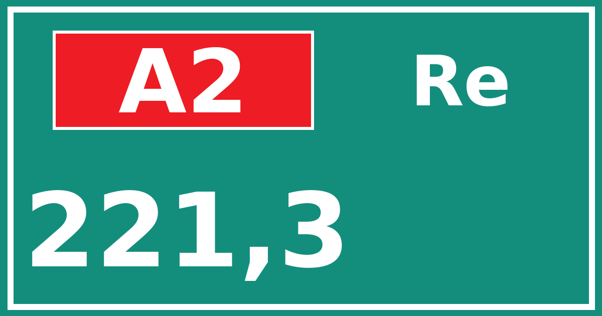 Hectometerbord A2 221,3 zijde Re