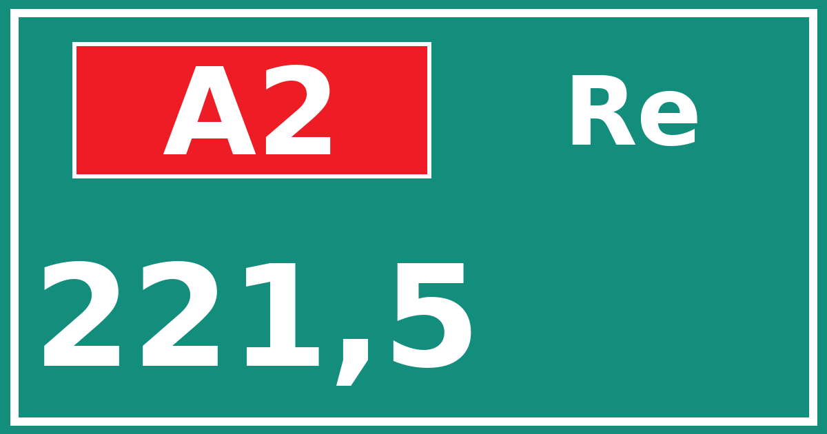 Hectometerbord A2 221,5 zijde Re