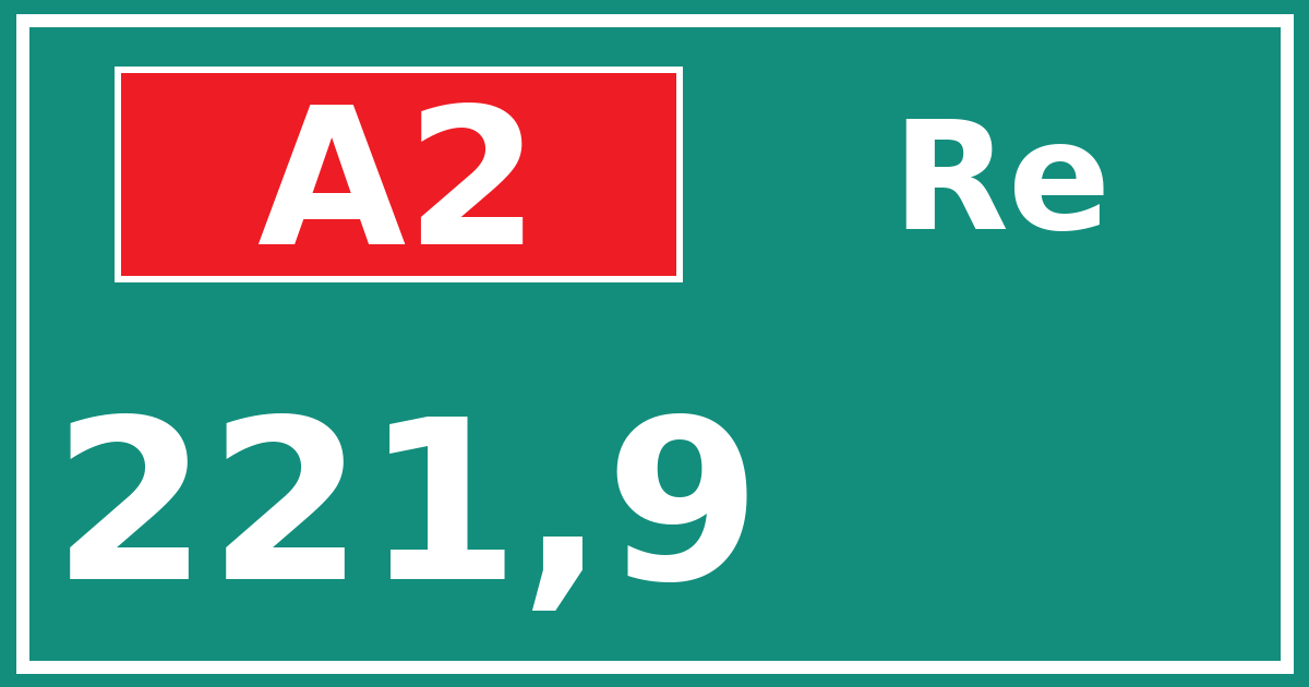 Hectometerbord A2 221,9 zijde Re