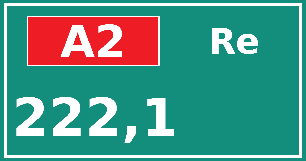 Hectometerbord A2 222,1 zijde Re