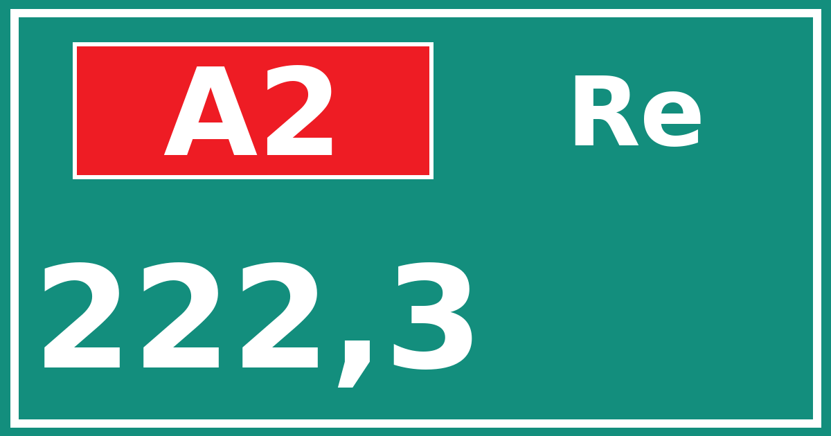 Hectometerbord A2 222,3 zijde Re
