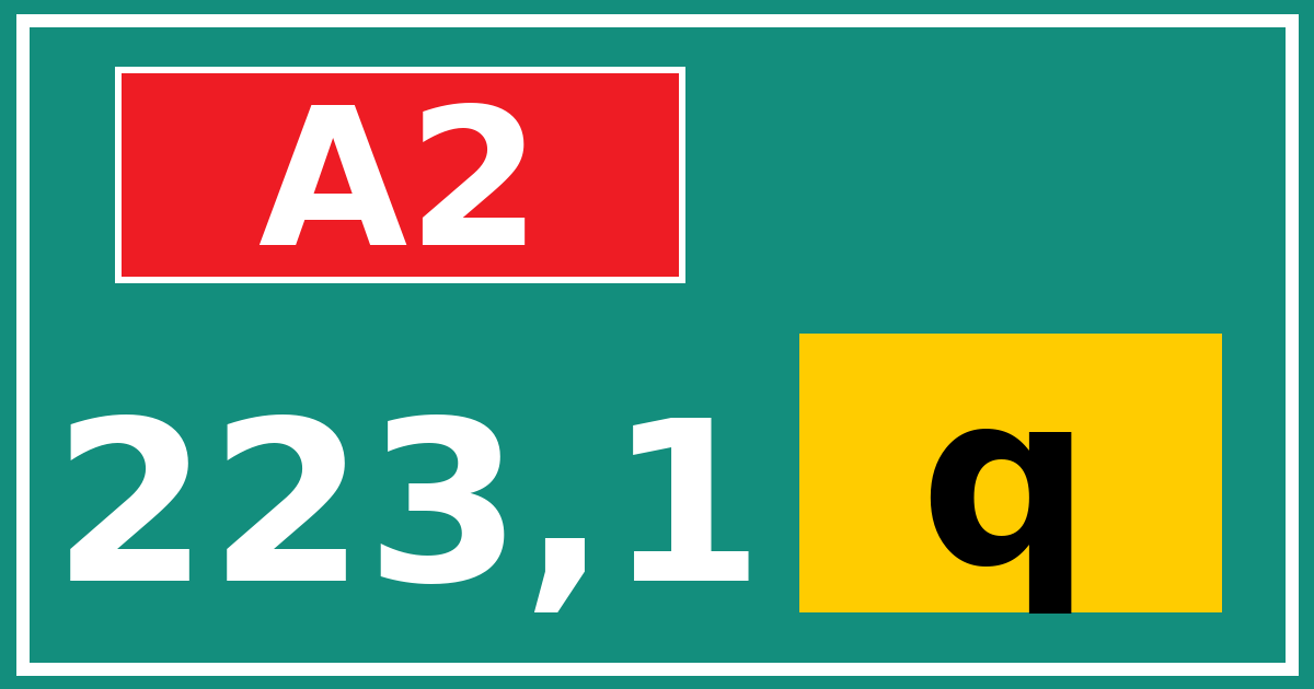 Hectometerbord A2 223,1 letter q