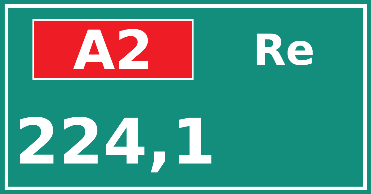 Hectometerbord A2 224,1 zijde Re