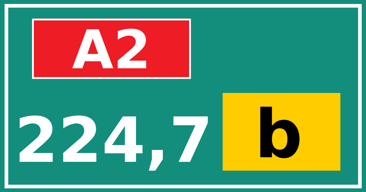 Hectometerbord A2 224,7 letter b