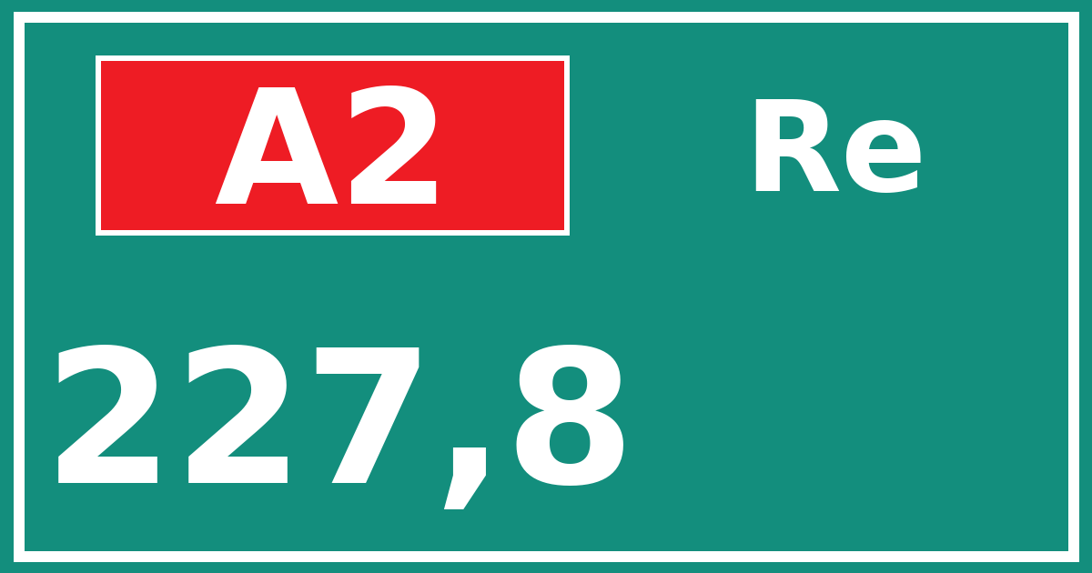Hectometerbord A2 227,8 zijde Re