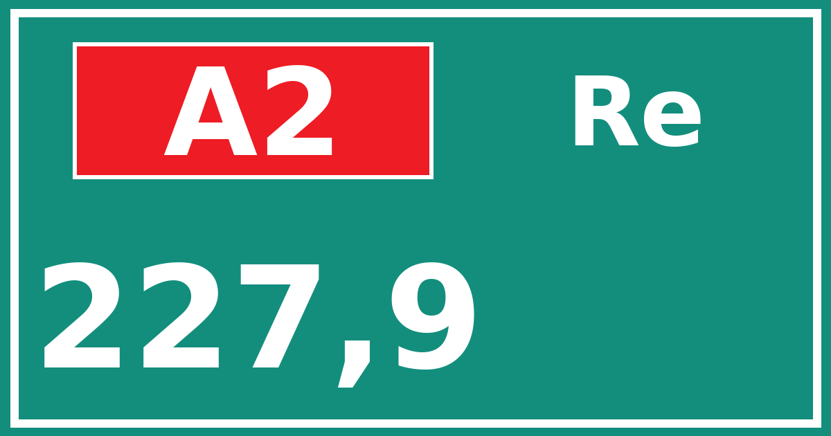 Hectometerbord A2 227,9 zijde Re