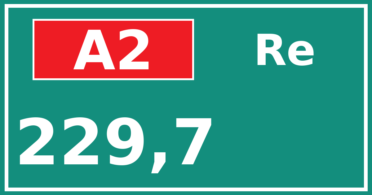 Hectometerbord A2 229,7 zijde Re