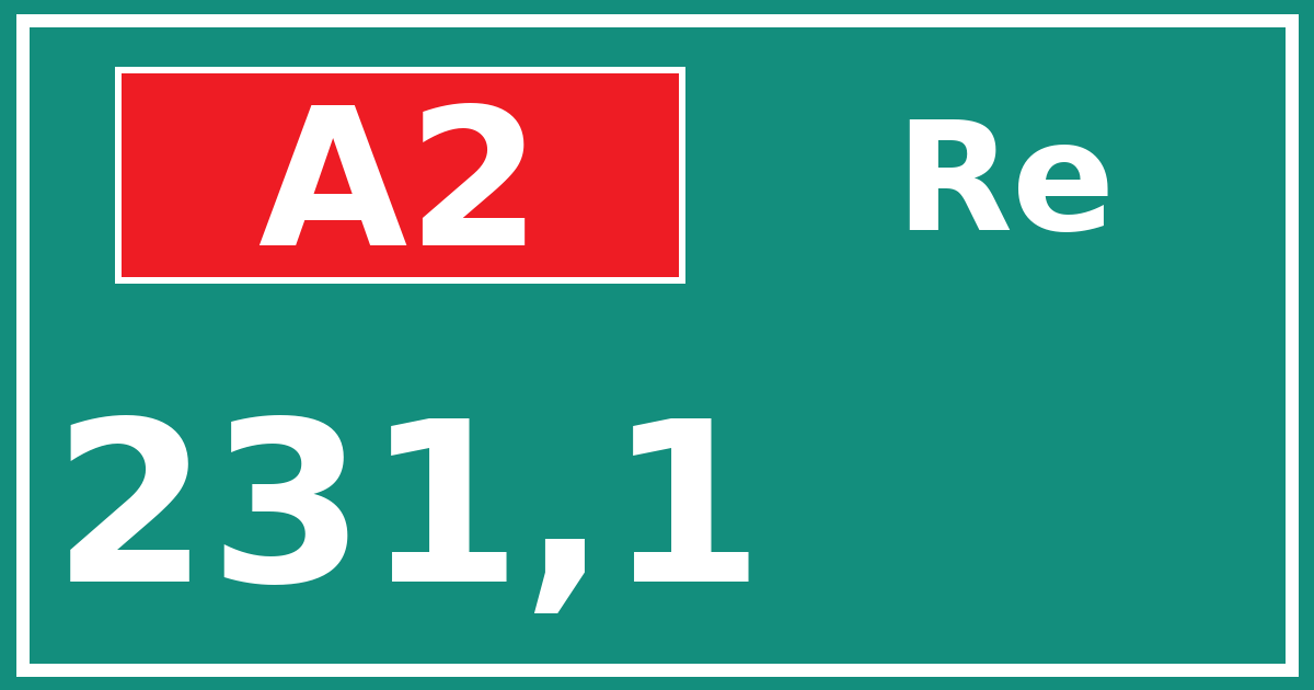 Hectometerbord A2 231,1 zijde Re