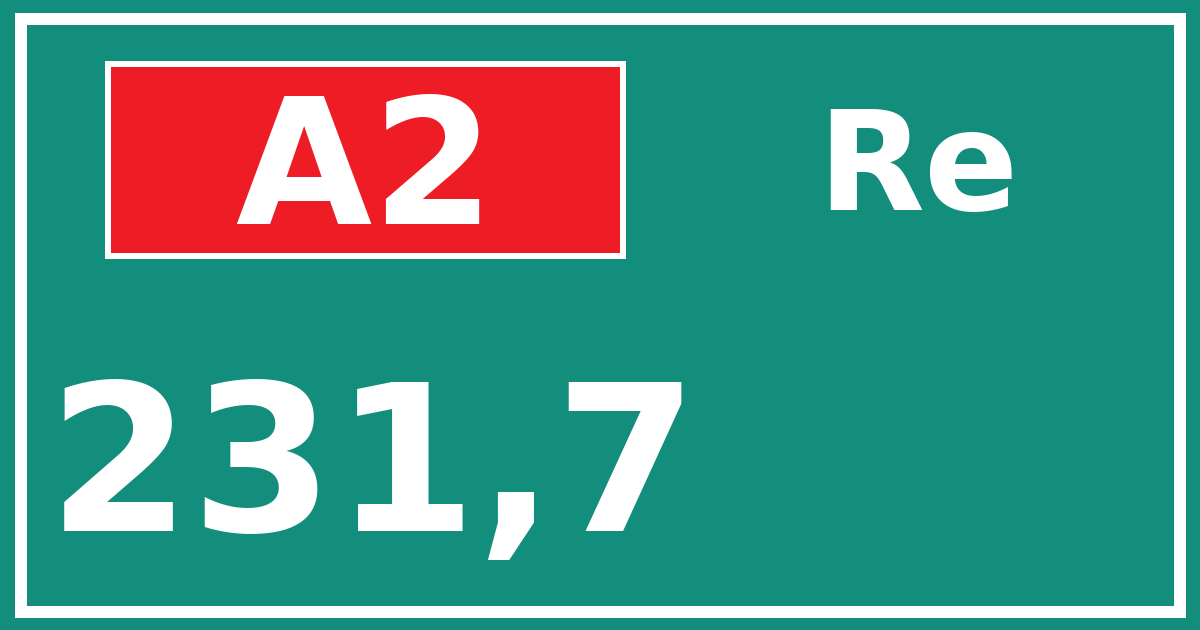 Hectometerbord A2 231,7 zijde Re