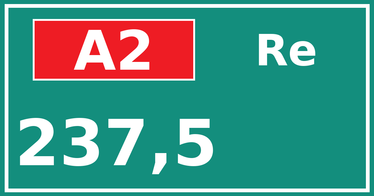 Hectometerbord A2 237,5 zijde Re