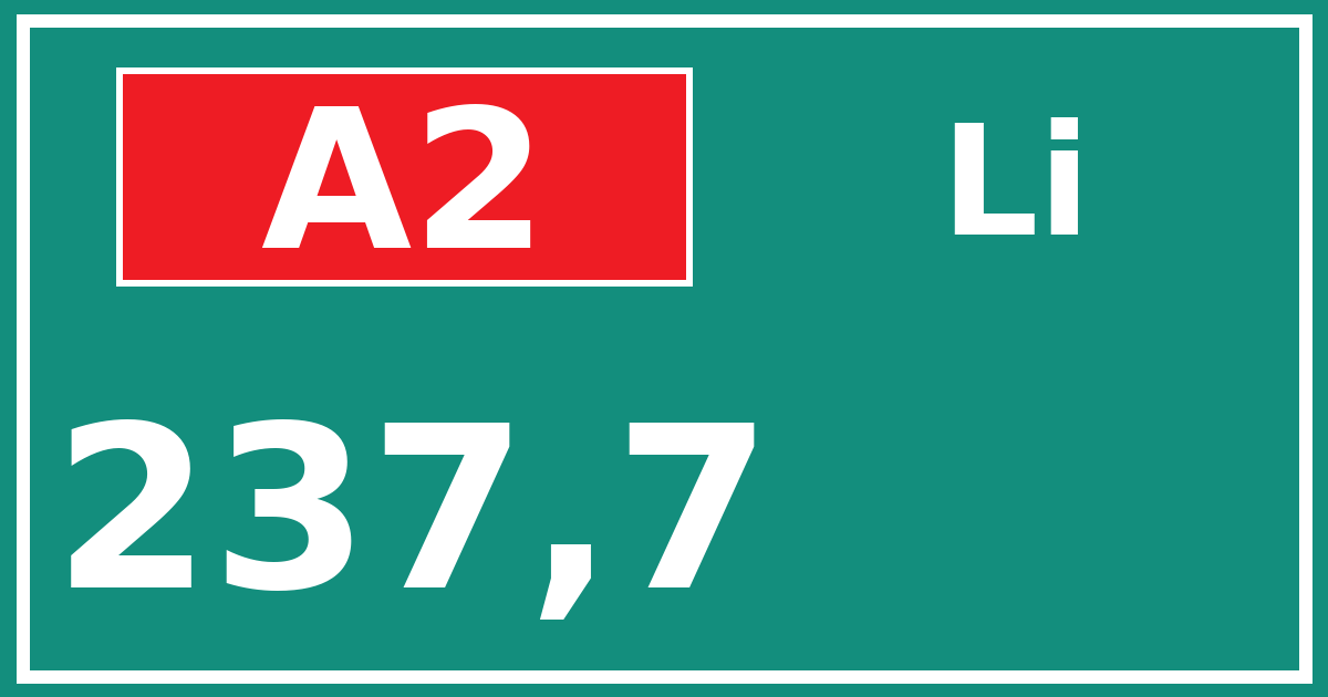 Hectometerbord A2 237,7 zijde Li