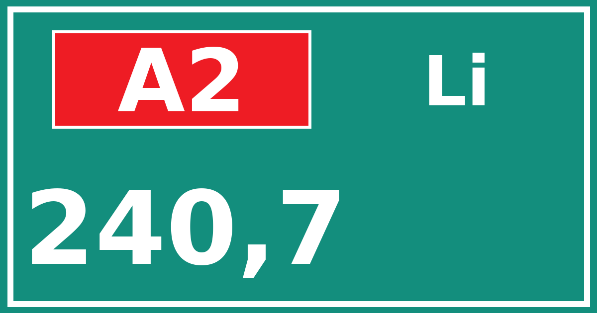 Hectometerbord A2 240,7 zijde Li