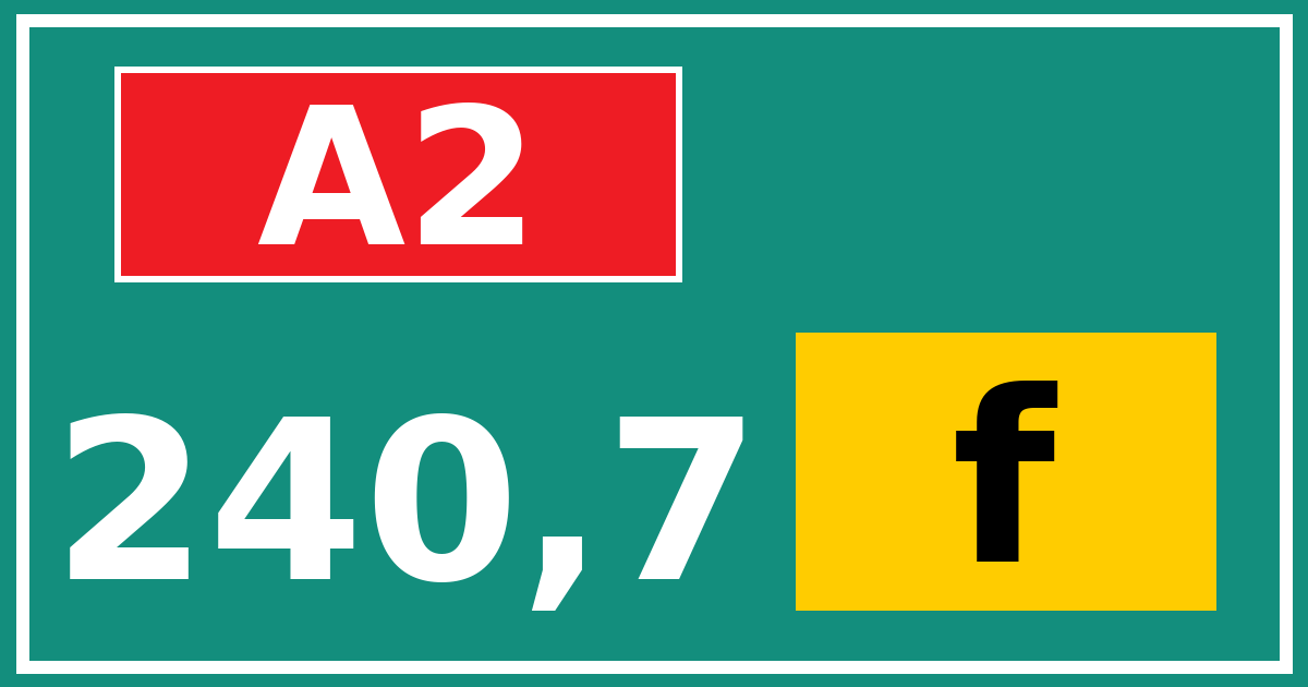 Hectometerbord A2 240,7 letter f