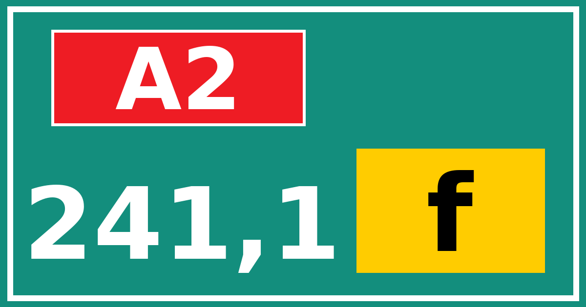 Hectometerbord A2 241,1 letter f