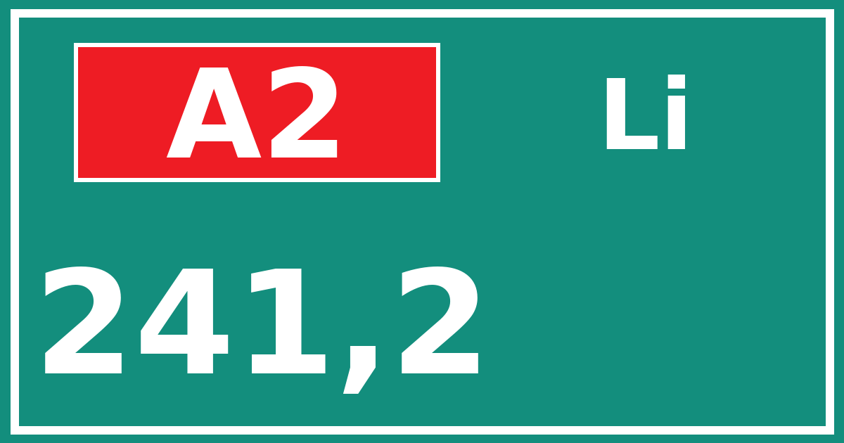 Hectometerbord A2 241,2 zijde Li