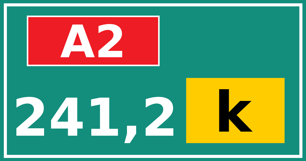 Hectometerbord A2 241,2 letter k