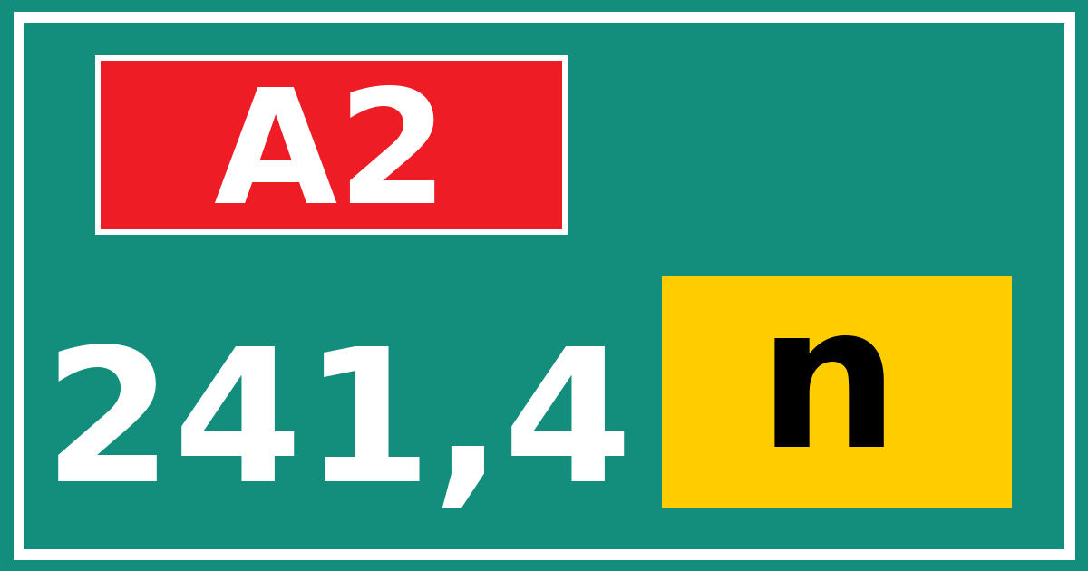 Hectometerbord A2 241,4 letter n