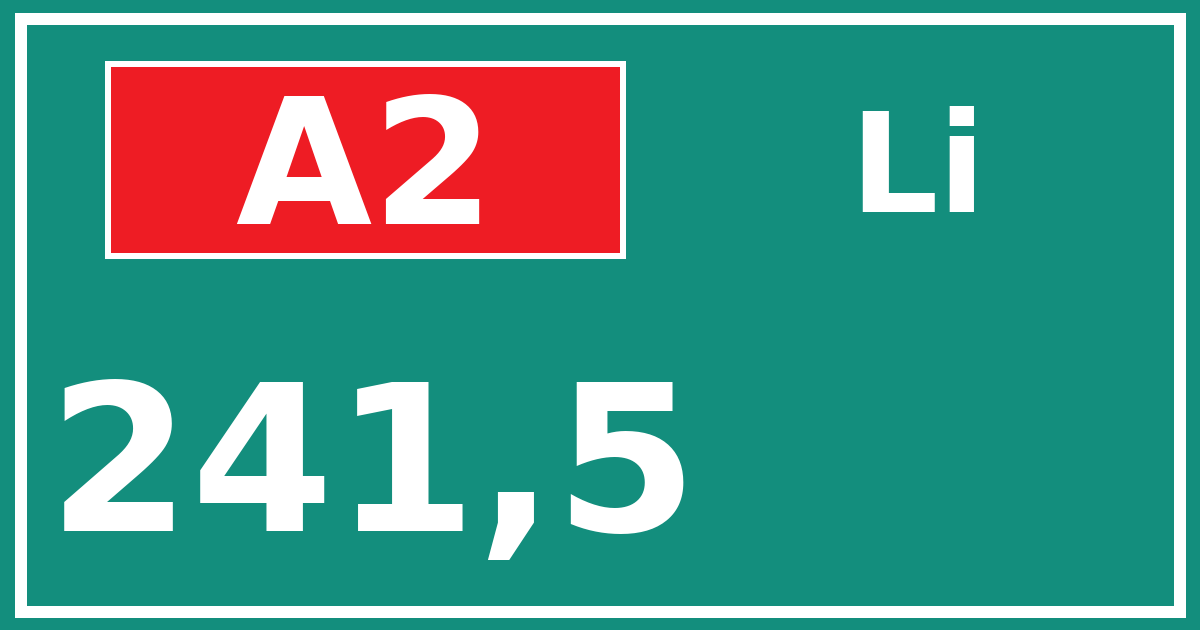 Hectometerbord A2 241,5 zijde Li