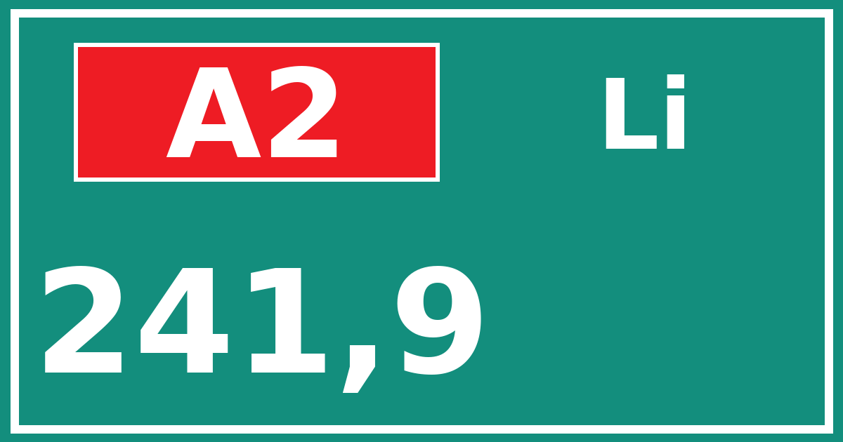 Hectometerbord A2 241,9 zijde Li