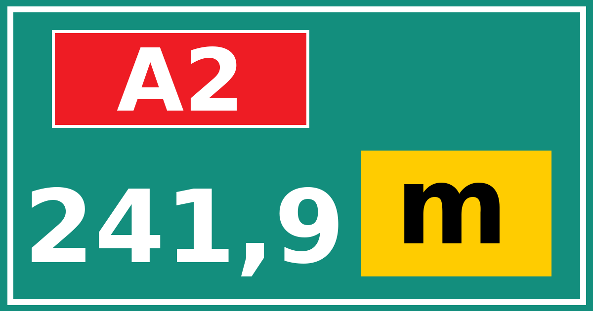 Hectometerbord A2 241,9 letter m