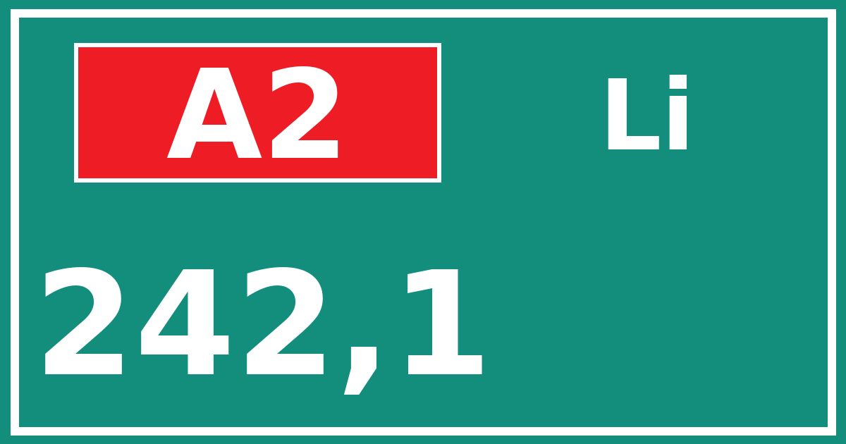 Hectometerbord A2 242,1 zijde Li