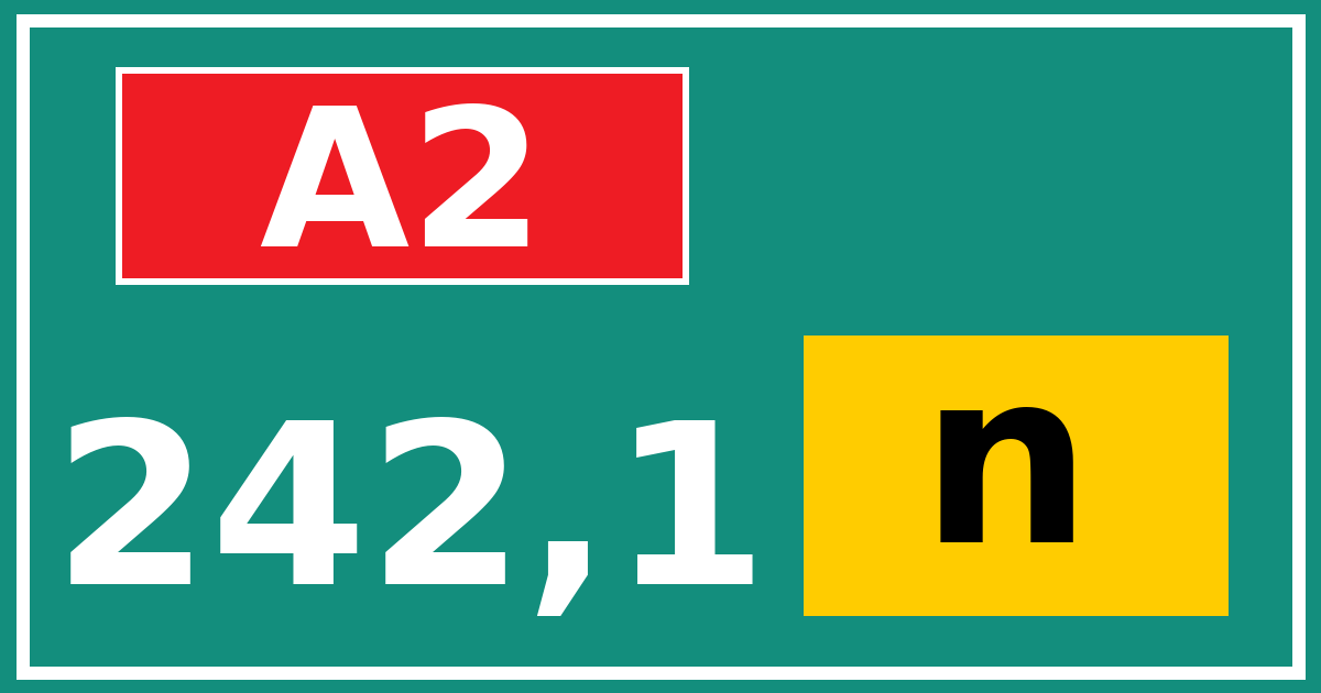 Hectometerbord A2 242,1 letter n