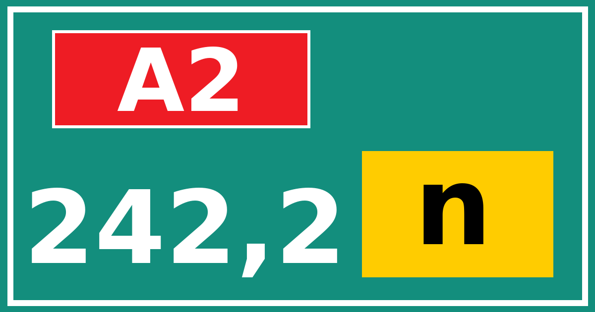 Hectometerbord A2 242,2 letter n