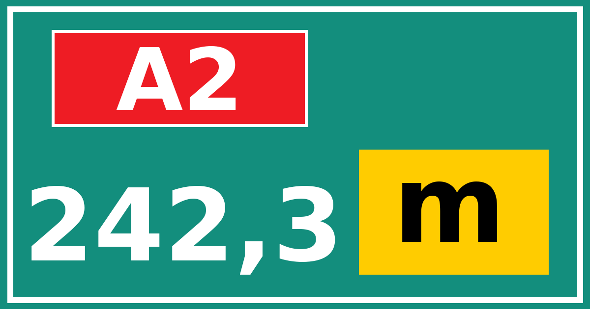 Hectometerbord A2 242,3 letter m