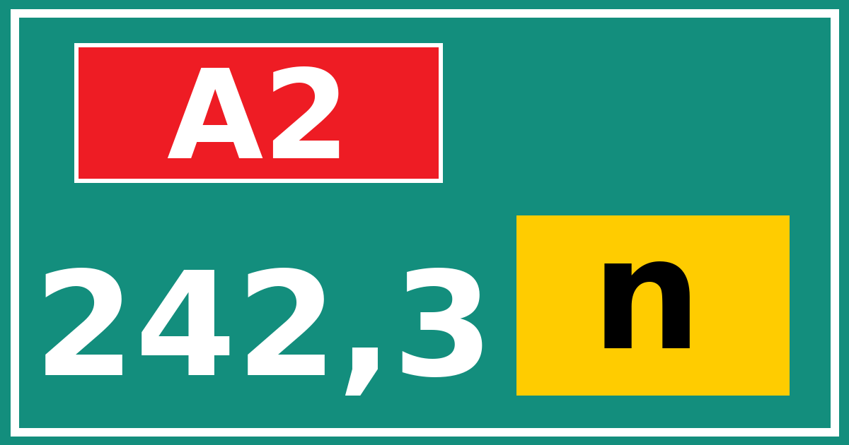 Hectometerbord A2 242,3 letter n